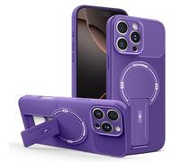 HAONANDE Coque pour Motorola Moto G54 avec Support, Compatible avec MagSafe, Coque magnétique Texture Fibre de Carbone, Protection Antichoc Fine pour Homme Violet