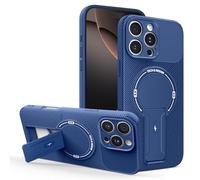 HAONANDE Coque pour Motorola Moto G54 avec Support, Compatible avec MagSafe, Coque magnétique Texture Fibre de Carbone, Protection Antichoc Fine pour Homme Bleu