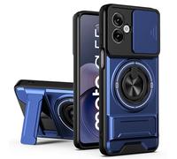 HAONANDE Coque pour Motorola Moto G55 5G avec 360 Anneau Support magnétique, Étui Militaire Antichoc Protection avec Cache caméra Coulissant Housse Compatible avec MagSafe Bleu