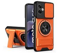HAONANDE Coque pour Motorola Moto G55 5G avec 360 Anneau Support magnétique, Étui Militaire Antichoc Protection avec Cache caméra Coulissant Housse Compatible avec MagSafe Orange