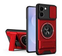 HAONANDE Coque pour OnePlus 15R 5G/OnePlus Ace 6T avec 360 Anneau Support magnétique, Étui Militaire Antichoc Protection avec Cache caméra Coulissant Housse Compatible avec MagSafe Rouge
