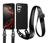 HAONANDE Coque pour Samsung Galaxy A35 5G avec Cordon de Collier lanière bandoulière réglable, Housse Fin Silicone TPU Mate Antichoc Étui renforcés de Protection Lanyard Case Noir