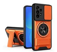 HAONANDE Coque pour Samsung Galaxy A52 4G/5G/Galaxy A52s 5G avec 360 Anneau Support magnétique, Étui Militaire Antichoc Protection avec Cache caméra Coulissant Housse Compatible avec MagSafe Orange
