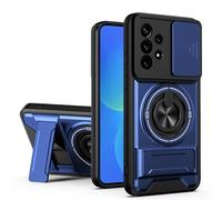 HAONANDE Coque pour Samsung Galaxy A52 4G/5G/Galaxy A52s 5G avec 360 Anneau Support magnétique, Étui Militaire Antichoc Protection avec Cache caméra Coulissant Housse Compatible avec MagSafe Bleu