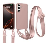 HAONANDE Coque pour Samsung Galaxy S26 avec Cordon de Collier lanière bandoulière réglable, Housse Fin Silicone TPU Mate Antichoc Étui renforcés de Protection Lanyard Case Rose foncé