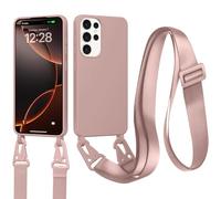 HAONANDE Coque pour Samsung Galaxy S26 Ultra avec Cordon de Collier lanière bandoulière réglable, Housse Fin Silicone TPU Mate Antichoc Étui renforcés de Protection Lanyard Case Rose foncé