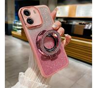 HAONANDE Étui Magnétique Paillettes pour Honor 90 Lite/Honor X50i, Housse Mignon Glitter Bling Brillant de Luxe Transparente Antichoc Coque pour Filles Féminines avec Support Rose