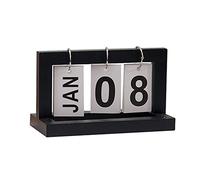 HaoNiu Quotidien Bureau en Métal Flip Calendrier De Bureau Perpétuel Calendrier Vintage en Bois pour La Maison Cuisine Bureau Décor Calendrier en Bois Noir