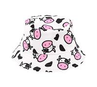 Haoohu Chapeau bob unisexe en coton multicolore motif grenouille chapeau de pêcheur chapeau de soleil de plage pour voyage en plein air, Vache au lait., Taille unique