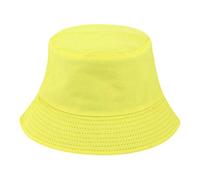 Haoohu Chapeau de pêcheur unisexe en coton multicolore, chapeau de grenouille, chapeau de plage, chapeau de soleil pour les voyages en plein air, Couleur unie - vert fluorescent, Taille unique