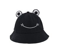 Haoohu Chapeau Grenouille en Coton pour Adultes - de Pêcheur, de Plage, de Soleil pour Fête - Grenouille Noire, Taille Unique