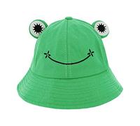 Haoohu Chapeau Grenouille en Coton pour Adultes - de Pêcheur, de Plage, de Soleil pour Fête - Motif Grenouille Vert, Taille Unique