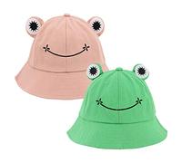 Haoohu Chapeau Grenouille en Coton pour Adultes - Pêcheur, Plage, Soleil - Fête, Vert/Rose, Taille Unique