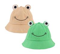 Haoohu Chapeau Grenouille en Coton pour Adultes - Pêcheur, Soleil, Fête - Kaki + Vert, Taille Unique