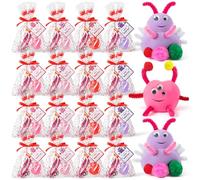 Haooryx Kit de bricolage en argile séchée à l'air libre pour la Saint-Valentin - 16 lots de monstres d'amour mignons à faire soi-même avec porte-clés en vrac avec sac cadeau pour échange de salle de