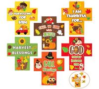 Haooryx Lot de 12 puzzles « Fall in Love with Jésus » - Thème de l'automne - En papier religieux chrétien en forme de croix pour enfants, puzzles colorés pour fête de Thanksgiving, fête du dimanche -