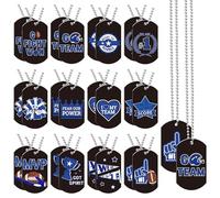 Haooryx Lot de 24 colliers avec plaque d'identité pour chien de football - Bleu et noir - Trophée MVP - Pour enfant - Cadeau d'anniversaire