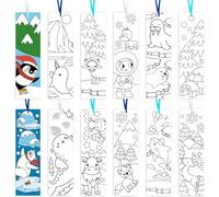 Haooryx Lot de 75 marque-pages de Noël et d'hiver à faire soi-même - Colorez vos propres animaux polaires - Motifs pingouins et lions de mer - Marque-pages vierges à colorier pour enseignant, étudiant