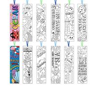 Haooryx Lot de 75 marque-pages vides pour enfants - Motif animaux marins - Pour les loisirs créatifs - Pour les enseignants, les étudiants, les amateurs de lecture