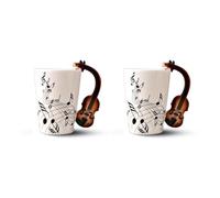 Haopeuk 2X Nouveauté Violon Céramique Tasse Gratuit Café Lait Thé Tasse Personnalité Tasse Unique Instrument de Musique Cadeau Tasse