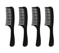 Haopeuk 4X Noir Double Rangée Dent Enchevêtrement Peigne à Cheveux Peigne à Shampooing avec Poignée pour La Longue Chanson Convient pour les Cheveux Mouillés