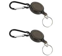 Haopeuk Lot 2 Porte Badge Enrouleur Porte Cle Retractable Mousqueton Clip Ceinture Carte ID Card Holder-Noir