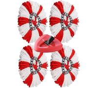 HAOPYOU 4 pcs Recharge Serpillre et 1 pcs Base Rouge Compatible avec Vileda Turbo et Easy Wring and Clean Serpillere Tte SERPILLERE