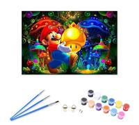 HaOrchid Peinture par Numéros pour Adulte, Kit de Peinture Numéros 5D Mario, DIY Dessin Animé Peinture Numéros Painting Kit pour Enfants et Débutants avec Peintures et Pinceaux Art Mural 40×50 cm
