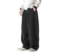 HAORUN Pantalon baggy en velours côtelé pour homme - Pantalon de kung fu ample décontracté - Bas Hip Hop - Gris, noir, XX-Large