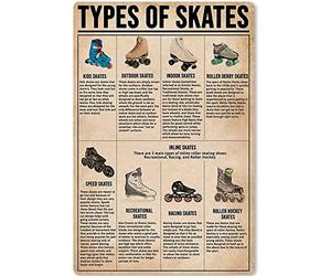 Haosensix Plaque en métal « Types of Skates » - Guide des connaissances du patineur - Affiche infographique en métal - Rétro - Éducation - Club d'éducation - Ferme - Décoration murale pour la maison