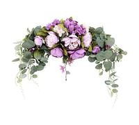 HAOSHICS Kit De Fleurs Artificielles pour Arche De Mariage, Tonnelles De Pivoines Blanches avec Feuilles D'Eucalyptus, DéCoration Florale pour Lintel CéRéMonie FêTe RéCeption (Mauve)