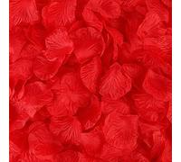 HAOSHICS Lot de 1200 pétales de rose artificiels pour nuit romantique, décoration florale de mariage, fête, événements (rouge)