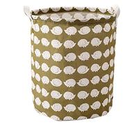 HAOSHICS Panier à linge pliable en coton et lin - Imperméable - Pour salle de bain - Panier à linge en toile pour vêtements, serviettes, jouets - Hérisson marron