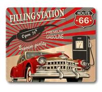 HAOSSUW Tapis de souris rétro avec illustration vintage de la station d'essence et d'éléments commerciaux Route 66