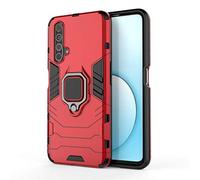 HAOTIAN Coque pour Realme X3 SuperZoom avec Rotatif à 360 Degrés Bague Anneau, Etui Hybride Robuste avec Support Magnétique Car Mount Fonction, Silicone TPU + PC Double Couche Housse. Rouge