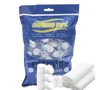 Haoutdory 100 Serviettes Compressées Jetables,Mini Lingettes Comprimées en Forme de Tablette,Biodégradables,Ultra-Absorbantes,Compactes,Idéales pour Voyage, Camping,Sport,Maison
