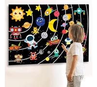 Haoutdory 32 Système Solaire Feutre Tableau d'histoire Kit,Étoile Univers Feutre Storyboard Set,Jouets Suspendus Réutilisables Jouets d'éducation Scientifique Enfant Cadeaux