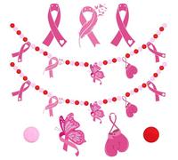 HAOWANWW 3 Pcs Cancer du Sein Bannière Bannière de Sensibilisation au Cancer du Sein Bannière en Feutre avec Ruban Rose Bannière avec pour fête de survivantes du Cancer du Sein Décorations murales