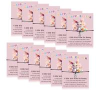 HAOWANWW Lot de 12 cadeaux de Pâques pour enfants, bracelets de vœux en forme de lapin, cartes pour paniers de Pâques, remplissage d'œufs, cadeaux de fête, taille unique, Papier, Pas de gemme