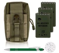 HAOWANWW Lot de 5 bloc-notes étanches avec mini carnet à spirale, couverture verte, bloc-notes tactique avec grille pour enregistrement d'activités de plein air