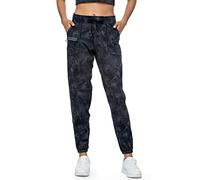 Haowind Pantalon de Jogging pour Femme avec Poches réfléchissantes - Taille élastique - Pantalon de Sport Confortable pour Le Yoga, la Course à Pied, Gris tie-Dye 01, Taille S