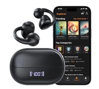 Haowolf Écouteurs ouverts, Bluetooth 5.4 à conduction osseuse, sans fil, à clipser, 5,7 g, ultra légers