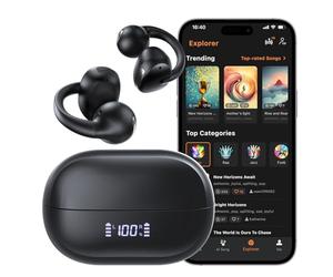 Haowolf Écouteurs ouverts, Bluetooth 5.4 à conduction osseuse, sans fil, à clipser, 5,7 g, ultra légers