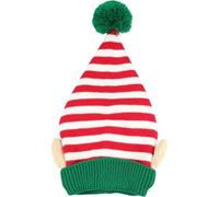 Haowul Bonnet De Noël avec Petites Oreilles, Pompon, Bonnet Tricoté À Rayures, Bonnet Elfe De Noël pour Adultes Enfants