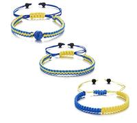 Haowul Bracelet en Ukraine avec Perles De Pierre, 3pcs Tissu À Main À Main Réglable Prier pour Les Bracelets D'amitié en Ukraine