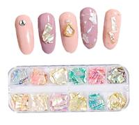 Haowul Colorful Irréguliers Sequet Slices 3D Nail Art Flakes Decoration 12 Couleurs Agrandon Slices De Coquillage Design Shell Supplies Sirène Sirène UV Gel Nail Beauté