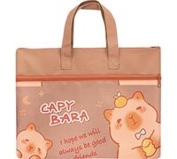 Haowul Dessin Animé Capybara Grande Pochette À Fermeture Éclair avec Poignée, De Rangement De Documents A4 Mignon pour Le Bureau, Transport De Fichiers Papier, Livres, Dossiers De Classement,