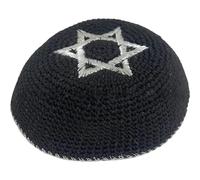 Haowul Kippa Juive Ronde Tricotée avec Broderie Étoile De David, Chapeau De Prière Juif Classique Fait À Main pour Adultes