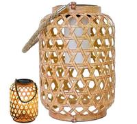 Haowul Lanternes Solaires Tissées en Bambou Naturel Atmosphère À Main À Main Lanterne Bambou Style Chinois Suspendu Lampes À Vent Tissées Tissées Courtise