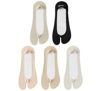 Haowul Lot De 5 Paires De Chaussettes De Yoga Ultra Basses en Nylon pour Femme, Invisibles, À Doublure Fine, pour Bateau, Sandales Fendues, Tongs Tabi À Deux Orteils